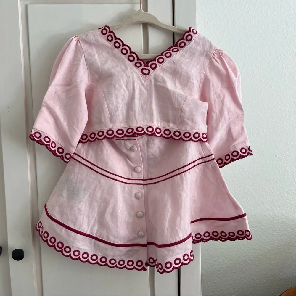 FANM MON x Dopple Kids Little Girls Mugla 2 Piece Embroidered Top + Skirt
